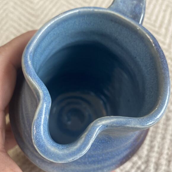 Vintage Studio Art Pottery Pitcher Signed Hand Thrown Stoneware 5" - Picture 11 of 11
